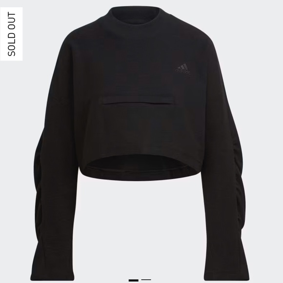 Adidas Yoga Crop Crew Sweatshirt Size Medium Long Sleeve Zipper Pocket - Picture 1 of 9